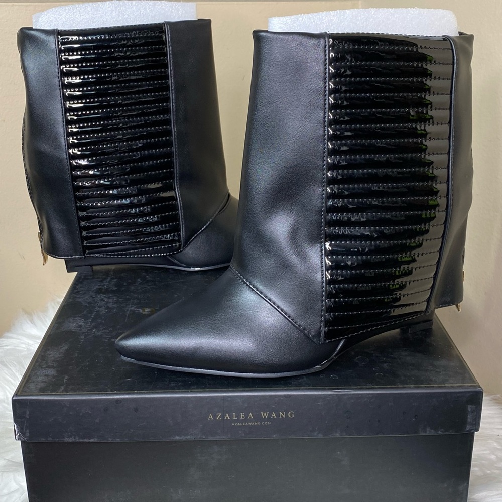 Azalea Wang Black Patent Wedge Bootie - Picture 11 of 11